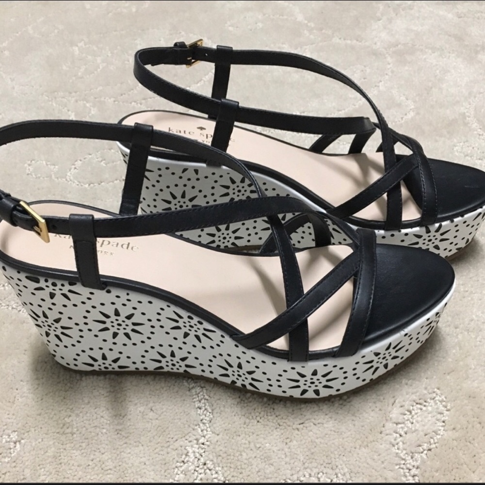 Kate Spade Black & White Platform Sandals